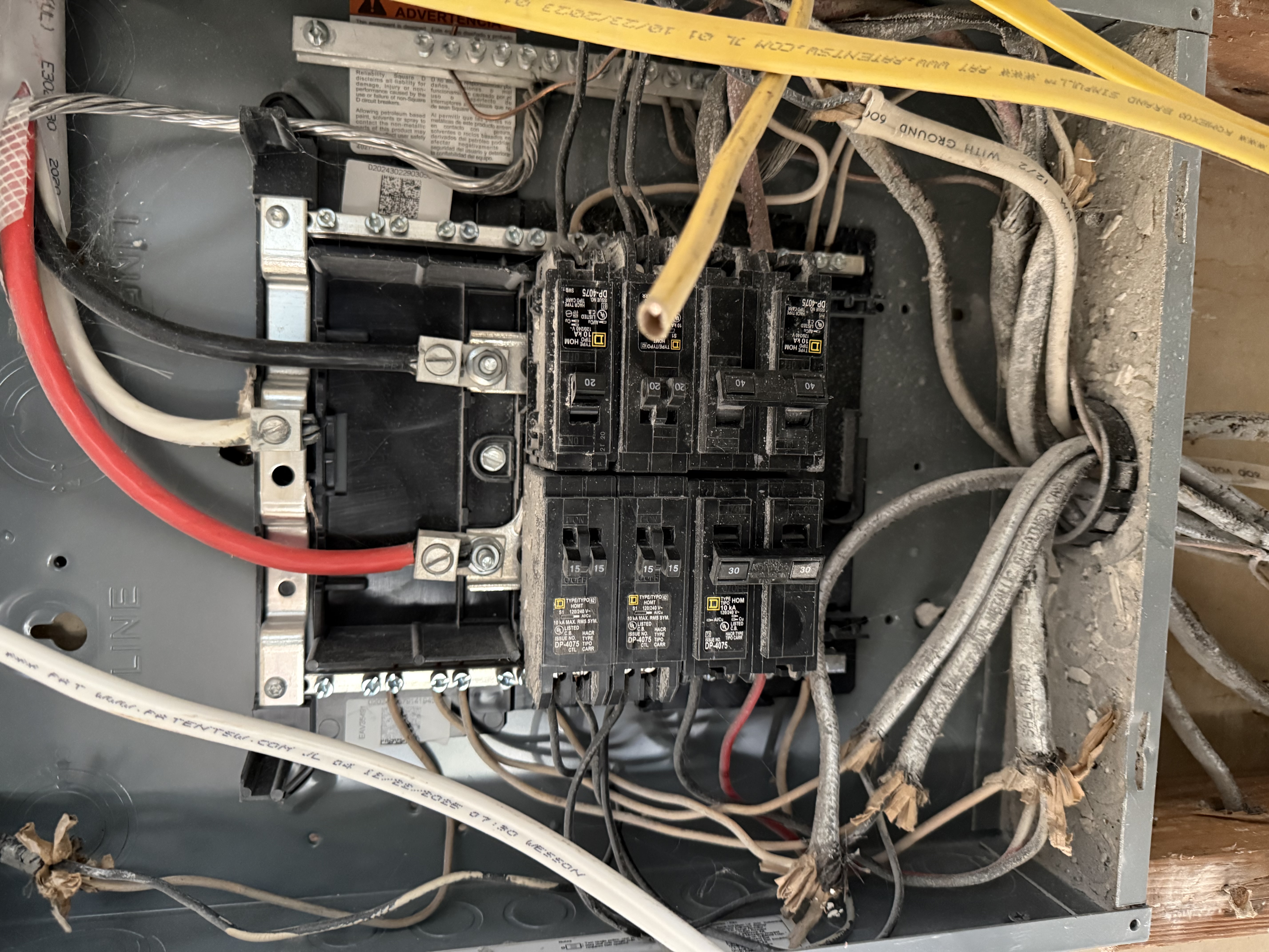 Electrical panel with new wiring